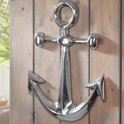 Anker Wanddeko Aluminium Silber 62x40cm Maritim Wanddeko Dekoanker Nautik