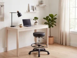 Arbeitsstuhl Rollhocker ohne Lehne Höhenverstellbar Drehhocker Hocker Stehhilfe