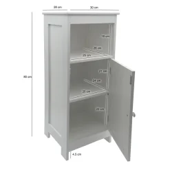 Badschrank Weiß Badezimmerschrank Tür & Ablage Badezimmerregal Regal für Bad