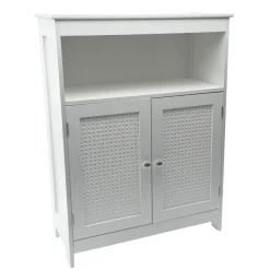 Badschrank Weiß Badezimmerschrank Türen & Ablage Badezimmerregal Regal für Bad