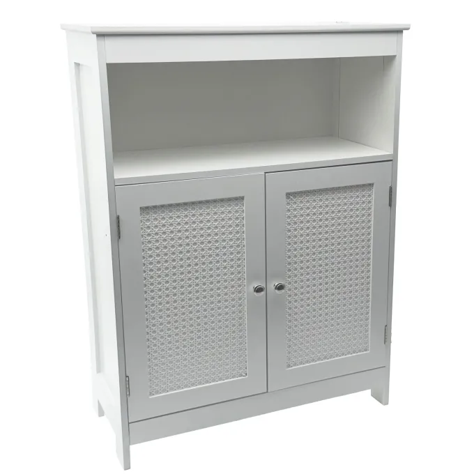 Badschrank Weiß Badezimmerschrank Türen & Ablage Badezimmerregal Regal für Bad
