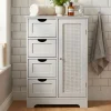 Badschrank Weiß 80cm Badezimmerschrank Schubladen Badregal Badezimmerregal Tür