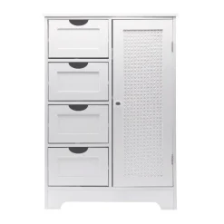 Badschrank Weiß 80cm Badezimmerschrank Schubladen Badregal Badezimmerregal Tür