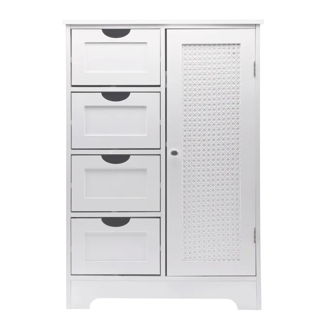 Badschrank Weiß 80cm Badezimmerschrank Schubladen Badregal Badezimmerregal Tür