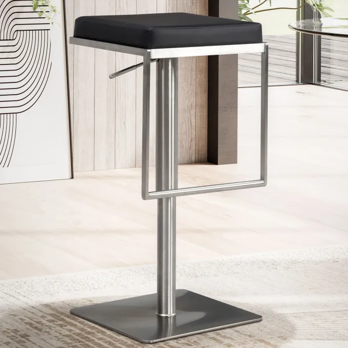 Barhocker FineBuy Barstuhl Schwarz Kunstleder Edelstahl Tresenhocker Modern