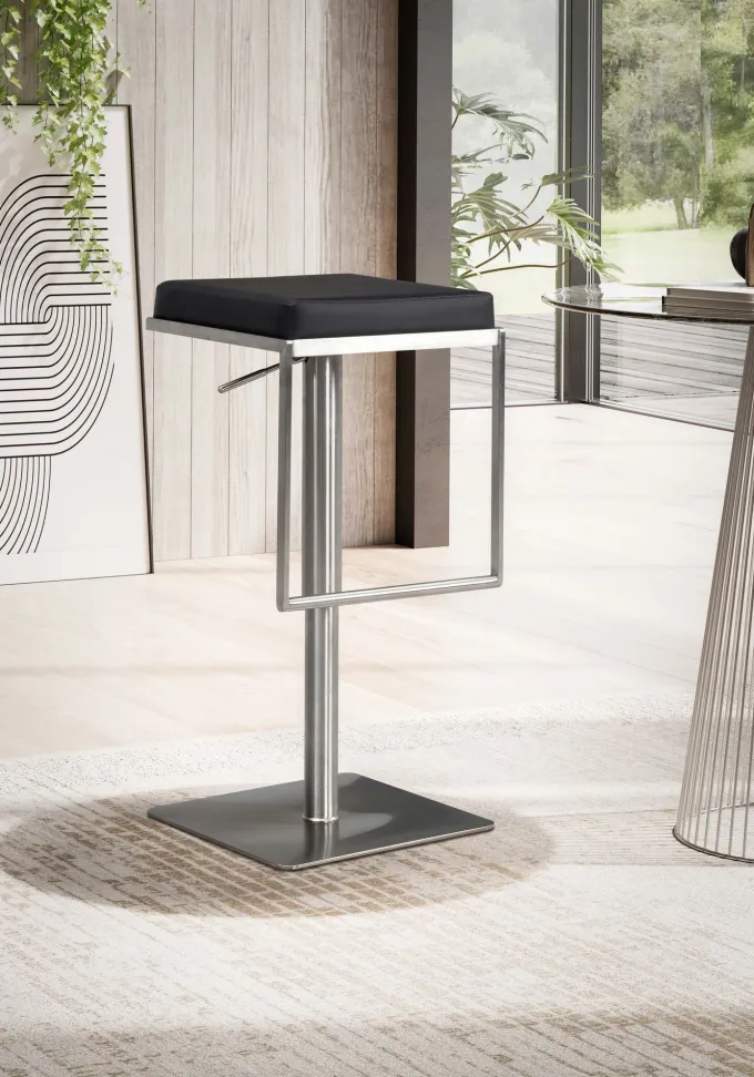 Barhocker FineBuy Barstuhl Schwarz Kunstleder Edelstahl Tresenhocker Modern