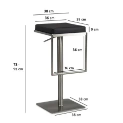 Barhocker FineBuy Barstuhl Schwarz Kunstleder Edelstahl Tresenhocker Modern