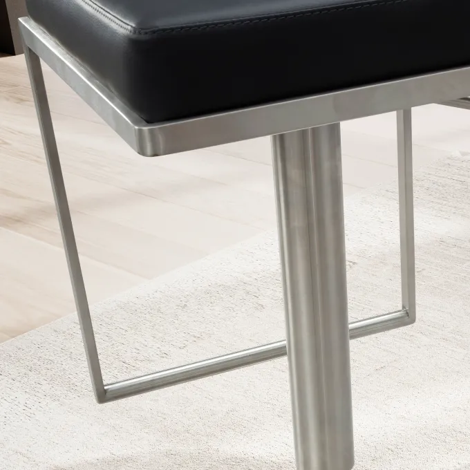 Barhocker FineBuy Barstuhl Schwarz Kunstleder Edelstahl Tresenhocker Modern