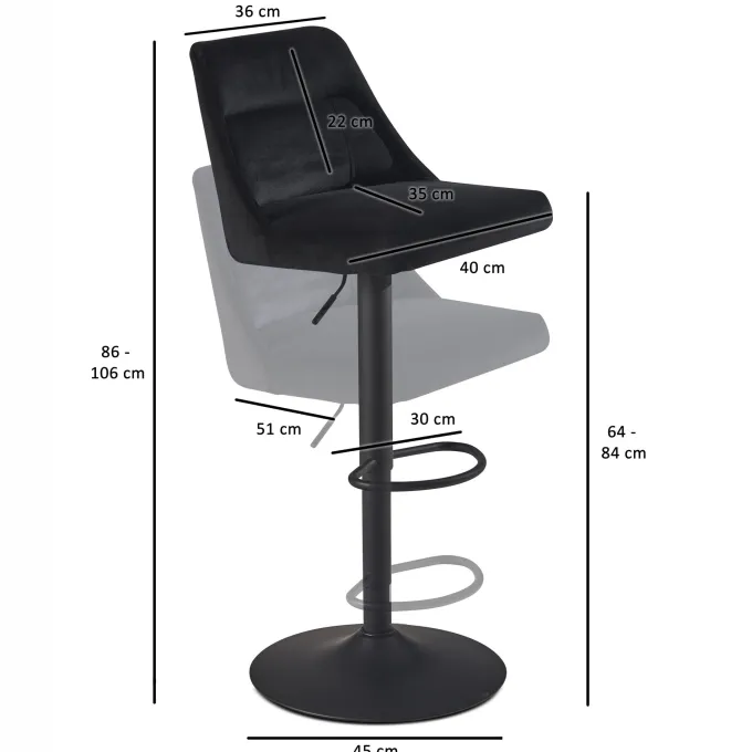 Barhocker FineBuy Küchenhocker Samt Hocker Bistrohocker Drehbar Barstuhl Modern