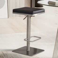 Barhocker FineBuy Tresenhocker Schwarz Kunstleder Edelstahl Barstuhl Modern