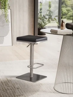 Barhocker FineBuy Tresenhocker Schwarz Kunstleder Edelstahl Barstuhl Modern