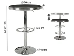 Bartisch Ø 60 cm American Diner Schwarz / Alu Design Bistrotisch Stehtisch rund