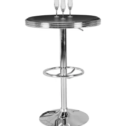 Bartisch Ø 60 cm American Diner Schwarz / Alu Design Bistrotisch Stehtisch rund