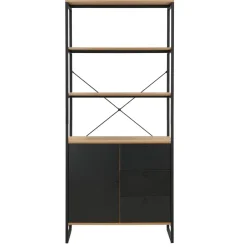 Bücherregal 180cm Eiche Dekor Mehrzweckregal Standregal Regal Schubladen & Tür