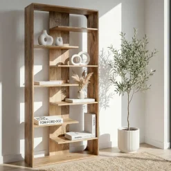 Bücherregal Massivholz Stauraumregal 200cm Wohnregal modern hoch Standregal