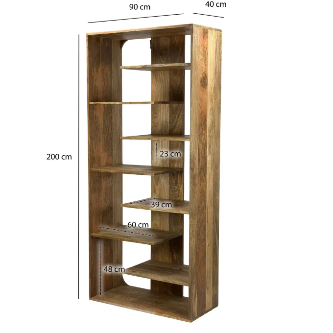 Bücherregal Massivholz Stauraumregal 200cm Wohnregal modern hoch Standregal