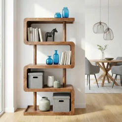 Bücherregal Massivholz Stauraumregal 160cm Wohnregal modern hoch Standregal