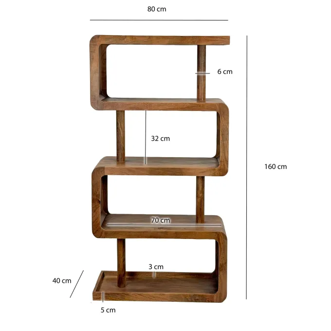 Bücherregal Massivholz Stauraumregal 160cm Wohnregal modern hoch Standregal