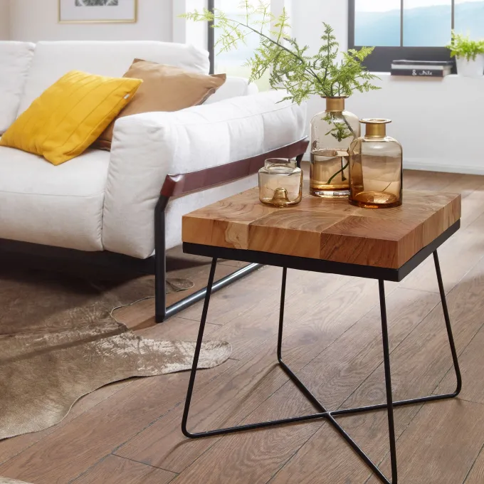 Beistelltisch Akazie 45x45cm Massivholz Telefontisch Couchtisch Tisch Wohnzimmer