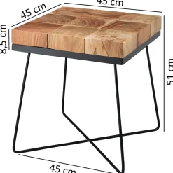 Beistelltisch Akazie 45x45cm Massivholz Telefontisch Couchtisch Tisch Wohnzimmer