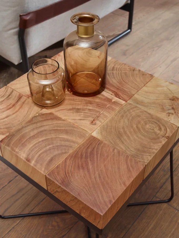 Beistelltisch Akazie 45x45cm Massivholz Telefontisch Couchtisch Tisch Wohnzimmer