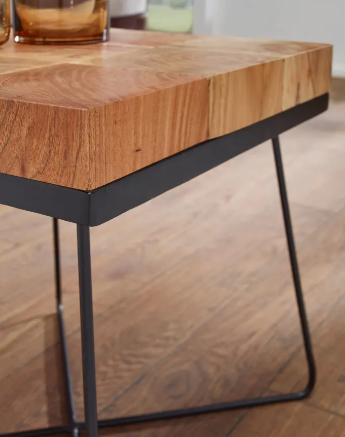 Beistelltisch Akazie 45x45cm Massivholz Telefontisch Couchtisch Tisch Wohnzimmer