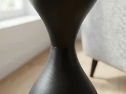 Beistelltisch Alu Glas 23cm Schwarz Wohnzimmertisch Couchtisch Anstelltisch Rund