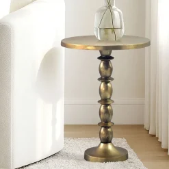 Beistelltisch Alu Gold 40cm Metall Couchtisch Wohnzimmertisch Dekotisch Tisch