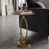 Beistelltisch Alu Gold 44cm Rund Wohnzimmertisch Couchtisch Anstelltisch Metall