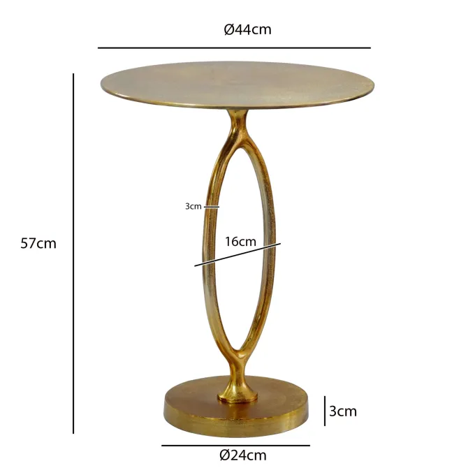 Beistelltisch Alu Gold 44cm Rund Wohnzimmertisch Couchtisch Anstelltisch Metall