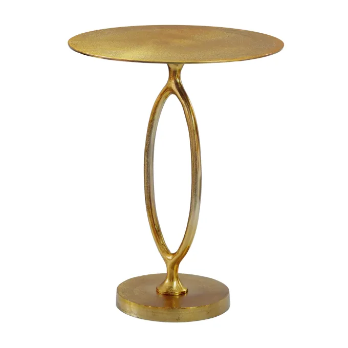 Beistelltisch Alu Gold 44cm Rund Wohnzimmertisch Couchtisch Anstelltisch Metall