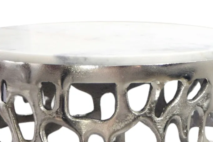 Beistelltisch Alu Metall Couchtisch Wohnzimmertisch Dekotisch Marmor Platte Rund
