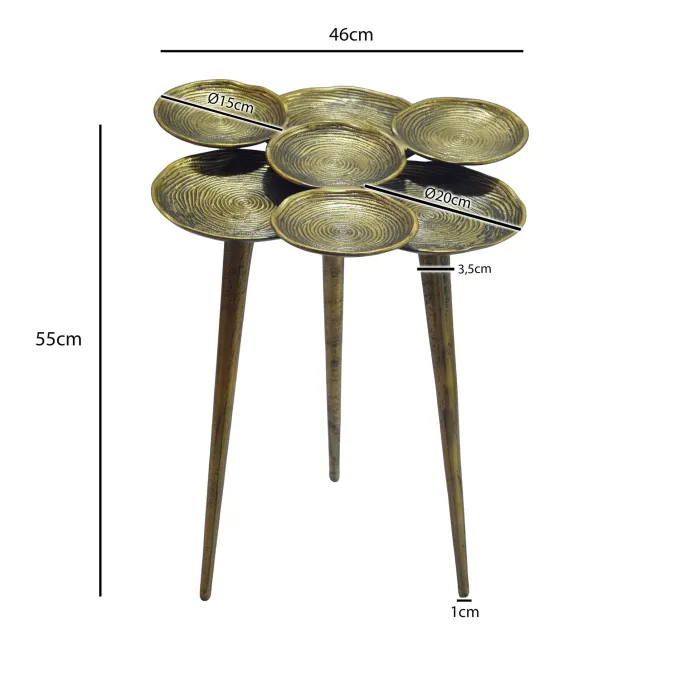 Beistelltisch Aluminium 46cm Couchtisch Gold Alu Wohnzimmertisch Metall Tisch