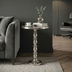 Beistelltisch Alu Silber 40cm Metall Couchtisch Wohnzimmertisch Dekotisch Tisch