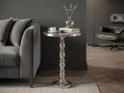 Beistelltisch Alu Silber 40cm Metall Couchtisch Wohnzimmertisch Dekotisch Tisch