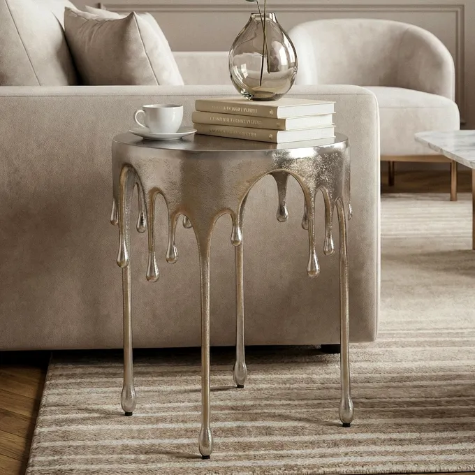 Beistelltisch 43cm Alu Anstelltisch Tropfen Wohnzimmertisch Couchtisch Rund