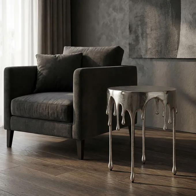 Beistelltisch 43cm Alu Anstelltisch Tropfen Wohnzimmertisch Couchtisch Rund