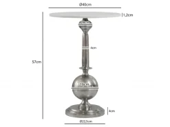 Beistelltisch 40cm Alu Metall Couchtisch Wohnzimmertisch Marmor Platte Weiß Rund