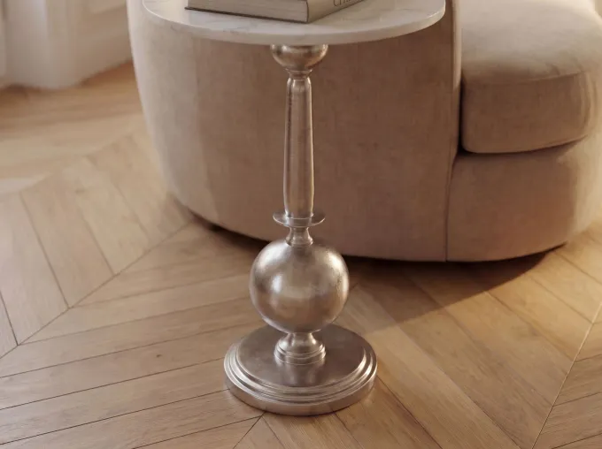 Beistelltisch 40cm Alu Metall Couchtisch Wohnzimmertisch Marmor Platte Weiß Rund