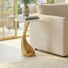 Beistelltisch 45cm Gold Marmor Wohnzimmertisch Alu Sofatisch Couchtisch Rund