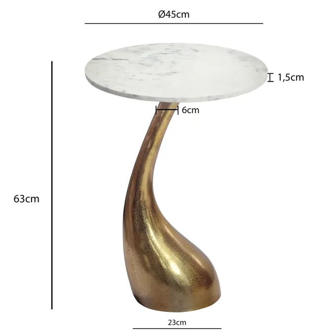 Beistelltisch 45cm Gold Marmor Wohnzimmertisch Alu Sofatisch Couchtisch Rund