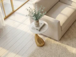 Beistelltisch 45cm Gold Marmor Wohnzimmertisch Alu Sofatisch Couchtisch Rund