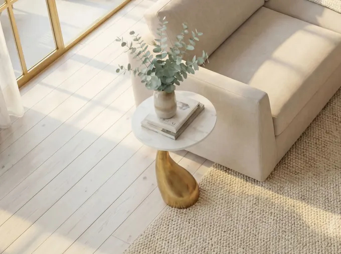Beistelltisch 45cm Gold Marmor Wohnzimmertisch Alu Sofatisch Couchtisch Rund