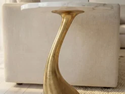 Beistelltisch 45cm Gold Marmor Wohnzimmertisch Alu Sofatisch Couchtisch Rund