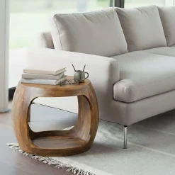 Beistelltisch 50cm Mango Massivholz rund Ablage Couchtisch Wohnzimmertisch