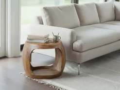 Beistelltisch 50cm Mango Massivholz rund Ablage Couchtisch Wohnzimmertisch