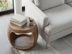 Beistelltisch 50cm Mango Massivholz rund Ablage Couchtisch Wohnzimmertisch