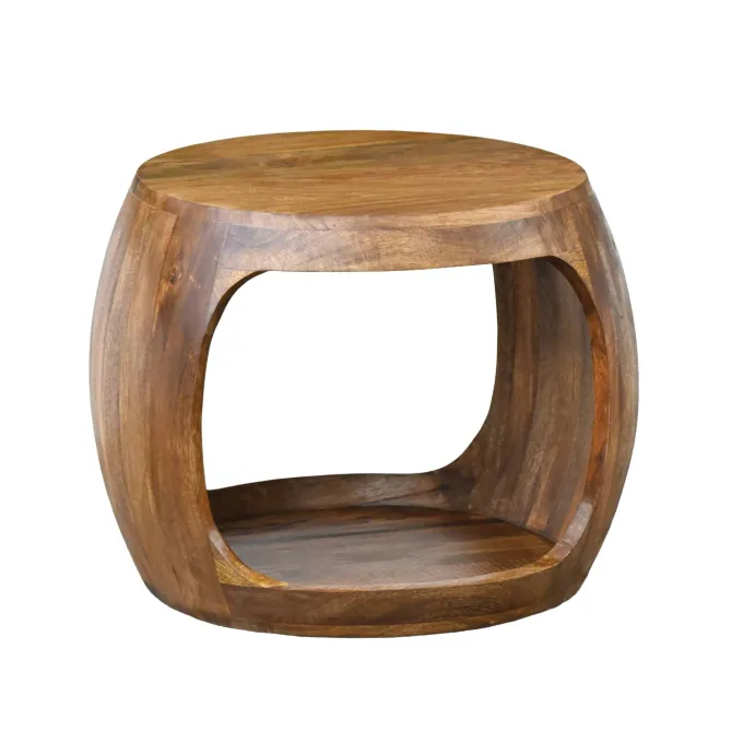 Beistelltisch 50cm Mango Massivholz rund Ablage Couchtisch Wohnzimmertisch
