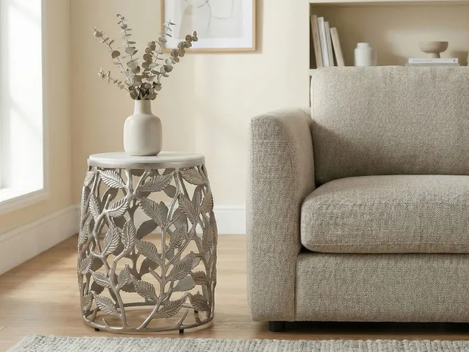 Beistelltisch 40cm Marmor Wohnzimmertisch Alu Sofatisch Couchtisch Rund Metall