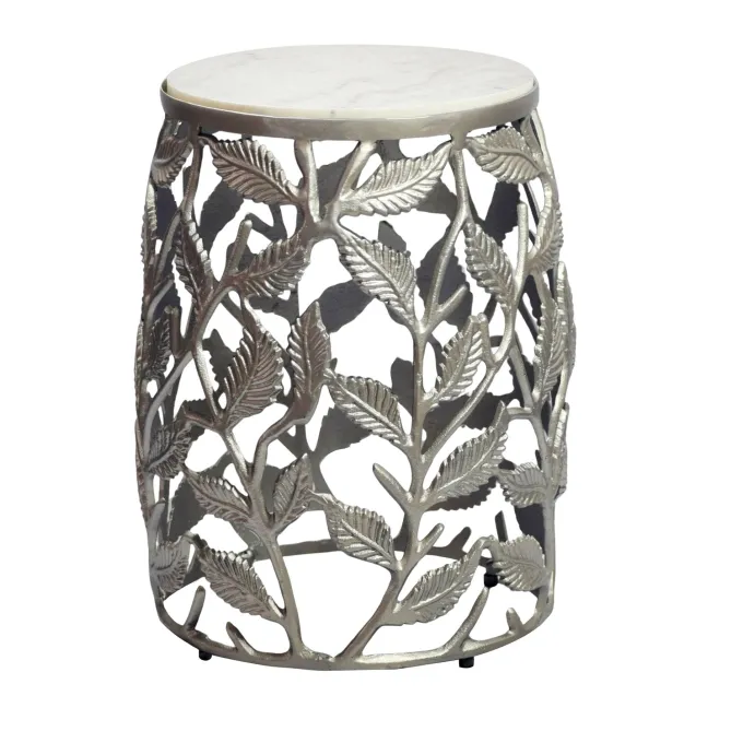 Beistelltisch 40cm Marmor Wohnzimmertisch Alu Sofatisch Couchtisch Rund Metall